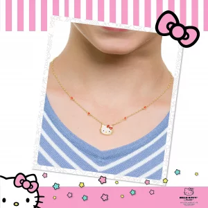 Hello Kitty Sanrio Womens Necklace 18 - Flash-Plated Necklace wStation Hearts Official License