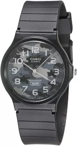 Casio MQ24-8CL Mens Casual Black Rubber Strap Grey Camo Dial 3-Hand Analog Watch