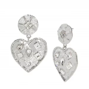 Steve Madden Womens Jewelry Stone Heart Drop Statement Earrings