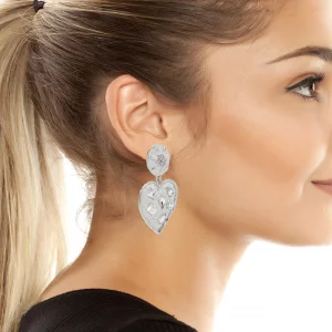 Steve Madden Womens Jewelry Stone Heart Drop Statement Earrings