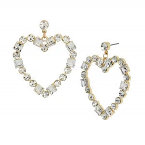 Steve Madden Womens Jewelry Mixed Stone Heart Drop Earrings