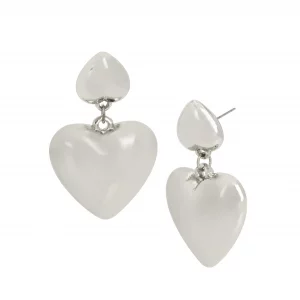 Steve Madden Womens Jewelry Puffy Heart Drop Earrings