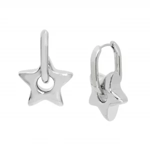 Steve Madden Womens Puffy Star Charm Huggie Earrings