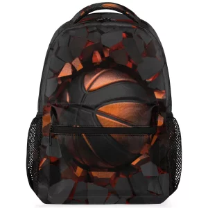 UIWOLTIK Painting Basketball Crash School Backpack for Girls Boys Kids, Travel Backpack Lightweight Water Resistant School Bag Student Bookbag Laptop