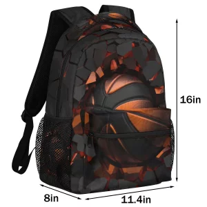 UIWOLTIK Painting Basketball Crash School Backpack for Girls Boys Kids, Travel Backpack Lightweight Water Resistant School Bag Student Bookbag Laptop