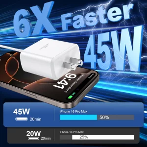 iPhone 16 Pro Max Charger Fast Charging,45W iPhone 16 Charger USB C Super Fast Charger Block 10FT Long Type C Charger Cable Cord for iPhone 1616 Pro1