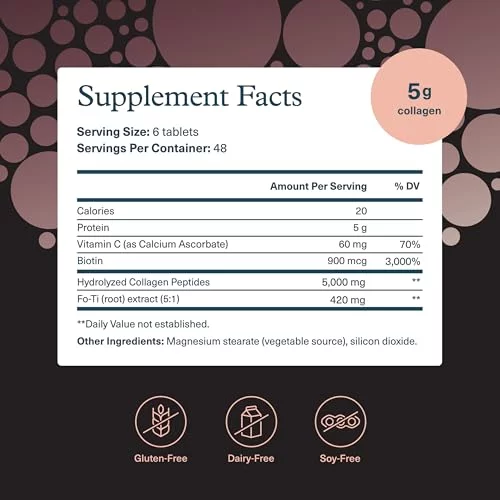 Youtheory Collagen for Men - with Biotin, Vitamin C and 18 Amino Acids,  Gluten Free Hydrolyzed Collagen