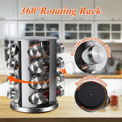 Motorized Spice Rack Double 2 C Revolving Countertop Spice Rack Stainless Steel Seasoning ...