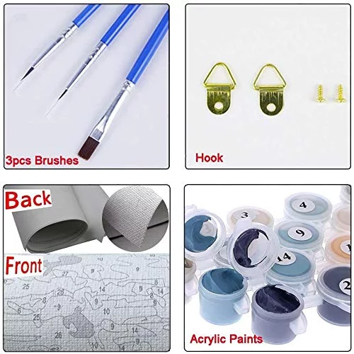 ICoostor Paint By Numbers DIY Acrylic Painting Kit For Kids & Adults Beginner - 16