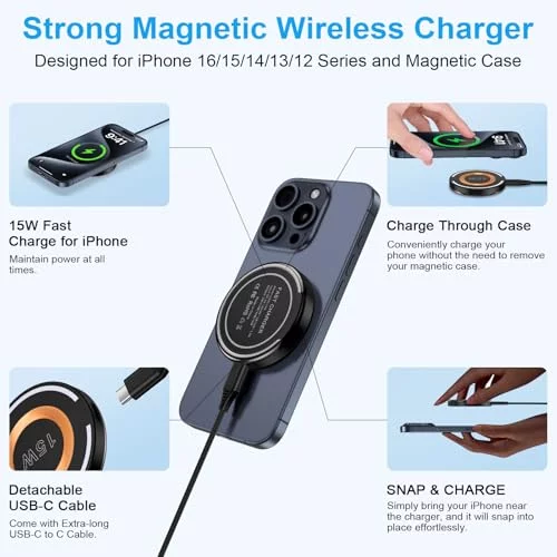 Usb C To Magsafe Cable Mag-Safe Wireless Charger For IPhone 16