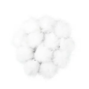 12 Pieces Christmas White Faux Fur Pom Pom Balls Fur Fluffy Pompom Ball with Elastic Loop for Hats Shoes Scarves Gloves Scarves Bag Key Chain Charms
