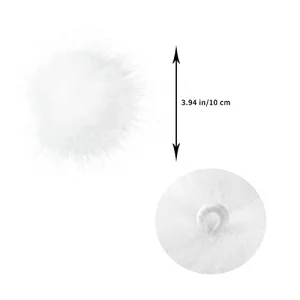 12 Pieces Christmas White Faux Fur Pom Pom Balls Fur Fluffy Pompom Ball with Elastic Loop for Hats Shoes Scarves Gloves Scarves Bag Key Chain Charms