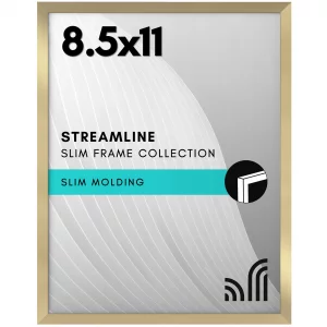 Americanflat 8.5x11 Picture Frame with Shatter-Resistant Glass - Streamline Collection - Thin Border Photo Frame for Tabletop and Wall Display - Hang