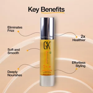 GK HAIR Global Keratin Hair Smoothing Serum (1.69 Fl. Oz/50ml) - 100% Organic Argan Oil Hydrating Strength Shine Dry Damaged Repair Anti Frizz Moistu