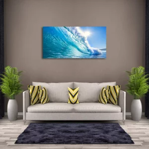 Blue Secape Canvas Prints Wall Art Blue Ocean Wave Surfing Sea Picture Paintings on Canvas Modern Canvas Art for Living Room Bedroom Office Wall Deco