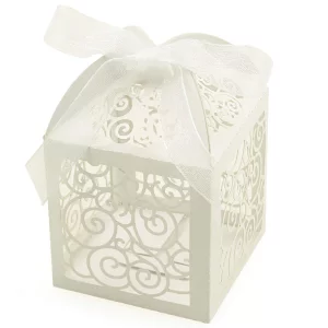 KPOSIYA 100 Pack Wedding Favor Boxes Laser Cut Boxes Party Favor Box Small Gift Boxes Lace Candy Boxes for Wedding Bridal Shower Baby Shower Birthday