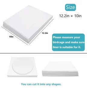 Bird Cage Liner Papers, 100 Sheets 12.210in Non-Woven Bird Cage Liners, 4 Size to Choose, Precut Absorbent Bird Paper (12.210in, 100 Sheet)