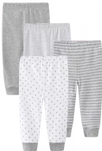 Kiddiezoom 4-Pack Newborn Pants Baby and Toddler Unisex Cotton Trousers Pants Grey Heather