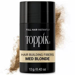 Toppik Hair Building Fibers, Medium Blonde, 12g Fill In Fine or Thinning Hair, Instantly Thicker, Fuller Looking, 9 Shades for Men & Women, Keratin P