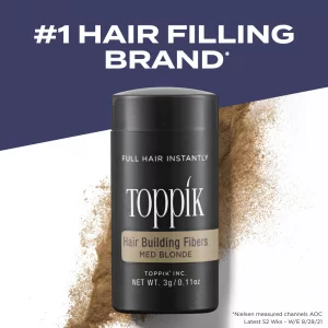 Toppik Hair Building Fibers, Medium Blonde, 12g Fill In Fine or Thinning Hair, Instantly Thicker, Fuller Looking, 9 Shades for Men & Women, Keratin P
