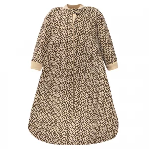 Hudson Baby Unisex Baby Premium Quilted Long Sleeve Sleeping Bag and Wearable Blanket, Leopard, 12-18 Months