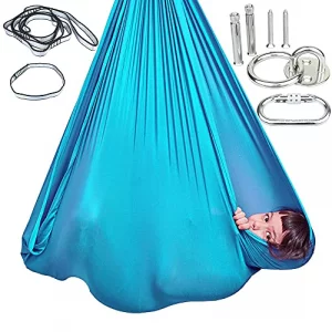 Sensory Swing for Kids with Ceiling Hook, Saggy-Resistant Double-Layer Fabric Indoor/Outdoor Cocoon Therapy Swing for Autism, Yoga & Play
