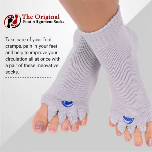 My Happy Feet Foot Alignment Socks with Toe Separators for Men or Women | Charcoal (Medium)