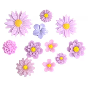 44 Pack Flower Resin Charms Daisy Peony Resin Flatback Beads for Jewelry Making Scrapbooking Phone Case Decor Hair Accessories Fairy Garden Decor (Mu