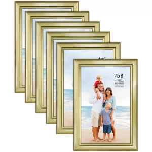 Langdon House 4x6 Picture Frames Set (Gold, 6 Pack) Distinguished Edging for Classic Style, Richland Collection