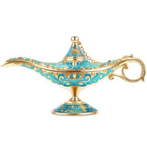 Gusnilo Vintage Aladdin Magic Lamp Genie Collector's Edition /Wedding Table Decoration,Collectable Rare Classic Arabian Props Aladdin Pot & Delicate 