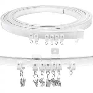 TOKPLNU Ceiling Curtain Track, Flexible Bendable Curtain Track Wall Mount Curved Sliding Curtain Rail 20Ft Ceiling Track Set System for RV Room Divid