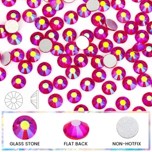 Novani Crystal Rhinestones, Flatback Loose Gemstones 1440pcs Glass Rhinestones for Clothes Shoes Crafts Makeup Nail Art and DIY Decorations(SS10, Lig