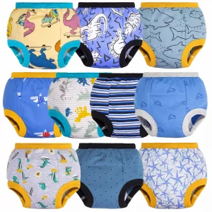 BIG ELEPHANT Baby Boys' 10 Pack Toddler Potty Training Pants 100% Cotton Underpants, 3T