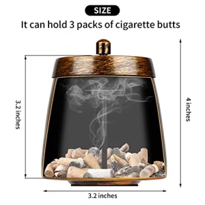 Hargtar Outdoor Ashtrays for Patio with Lid, Ash Trays with Covers Outdoor, Ashtray Odorless, Ash Tray Sets for Cigarettes, Outside Covered Stainless