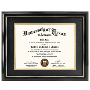 GraduationMall 11x14 Diploma Frame with Black over Gold Mat or Display 15x18 Certificate without Mat,Solid Wood & UV Protection Acrylic,Glossy Black 