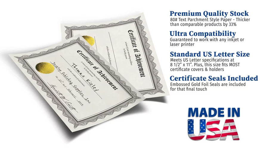 Certificate of Appreciation Certificate Paper with Embossed Gold Foil ...