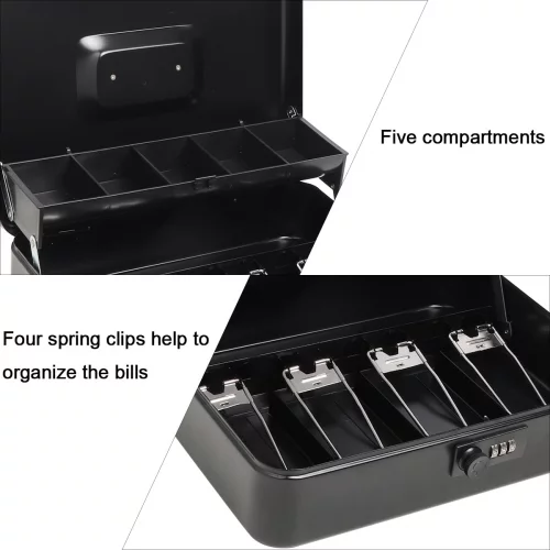 Cash Box with Money Tray and Combination Lock, Parrency Large Money Box ...