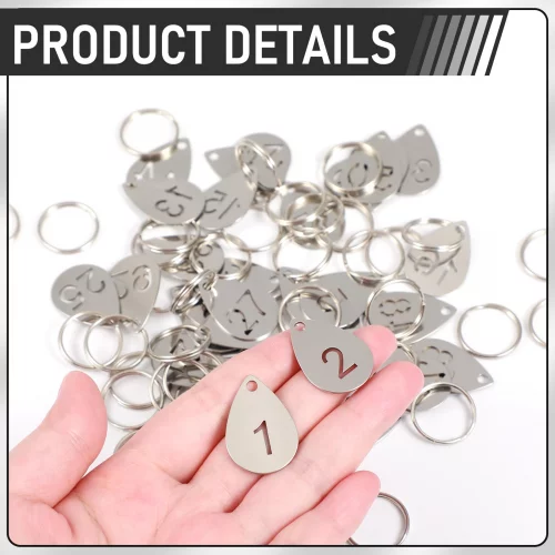 Yaocom 50 Pcs Hollowed Stainless Steel Number Tags Metal Numbered Key ...