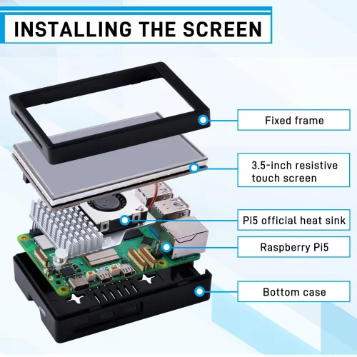 GeeekPi 3.5 inch HDMI Touch Screen with Case for Raspberry Pi 5, with ...