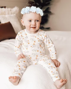 Fmeida Adjustable Baby Girls Headbands 4-24M | Soft Chiffon Flower Crown White (Fits 14.96