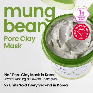 beplain Mung Bean Pore Clay mask (4.05 fl oz /120ml) Quick 3 Minute to Gently Cleanse, Exfoliate and Tighten Pores Korean Skincare
