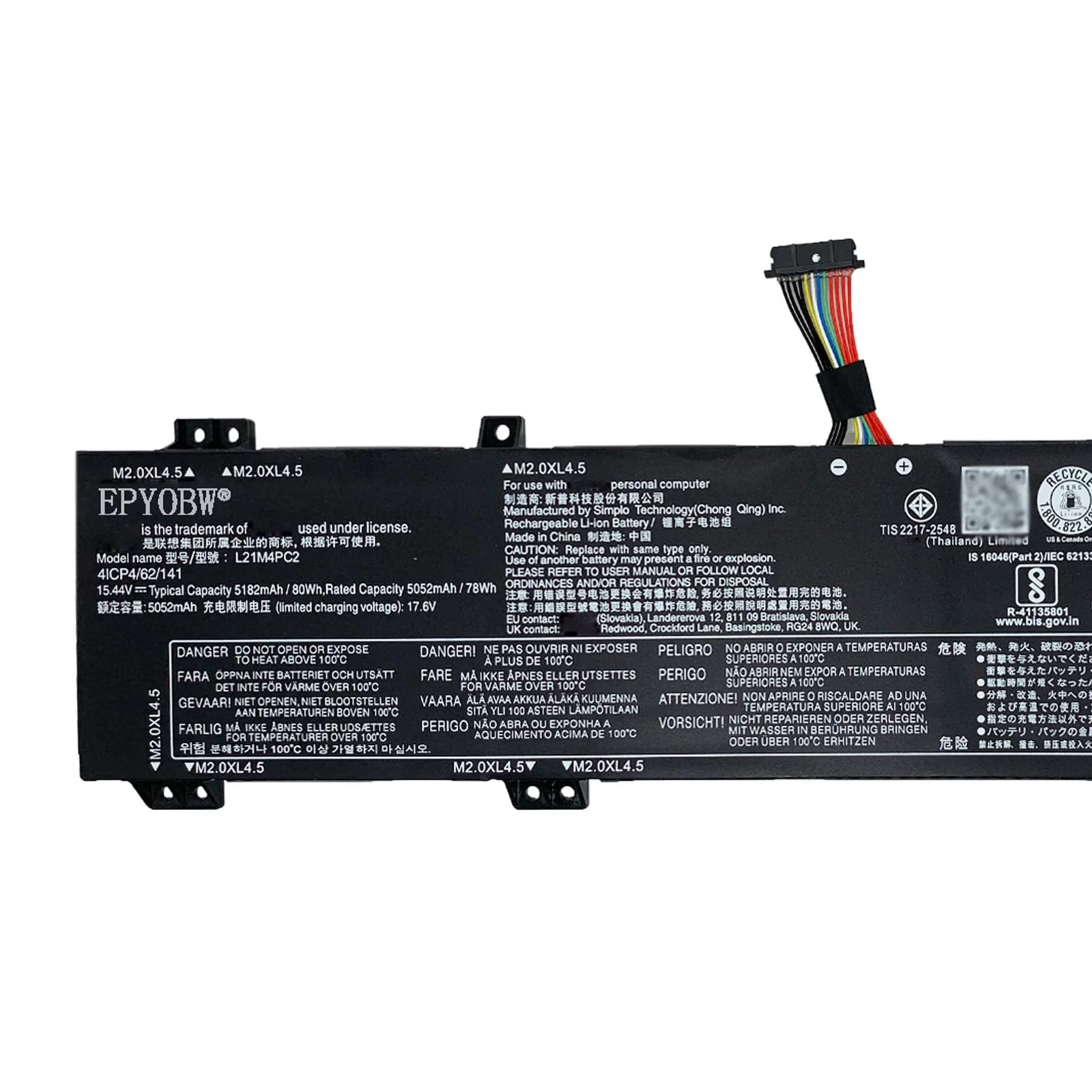 Batteria WK04XL 70.07Wh Per HP Victus 15-fa / 16-d / 16-e / 16-s E Omen 16-b / 16-c / 16-n – Li-Ion 15.4V 4 Celle, Sostituta HSTNN-IB9V