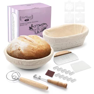 Saint Germain Bakery Premium Round Bread Banneton Basket with Liner - Perfect Brotform Proofing Basket for Making Beautiful Bread (10 in. Round / 10 