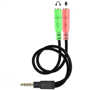 ENVEL 3.5mm Jack Cable Headset Adapter Kit CTIA for Laptop PS4 Smartphone Xbox One Tablet Earphone with Headphone/Microphone Simultaneously Y Splitte