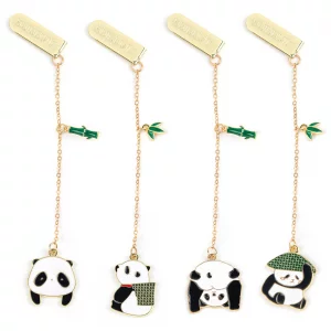 Framendino, 4 Pack Cute Panda Bookmarks Reading Book Markers Metal Bookmark for Women Girls Readers Writers School Home Office Stationery