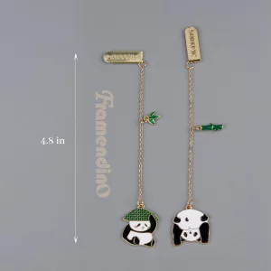 Framendino, 4 Pack Cute Panda Bookmarks Reading Book Markers Metal Bookmark for Women Girls Readers Writers School Home Office Stationery