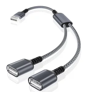 Basesailor USB Splitter 1 in 2 Out 1FT,USB A Male to Double Female Y Cable Extension Adapter,Dual USB Port Extender Hub,Data Charger Power Split for 