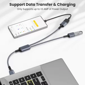 Basesailor USB Splitter 1 in 2 Out 1FT,USB A Male to Double Female Y Cable Extension Adapter,Dual USB Port Extender Hub,Data Charger Power Split for 
