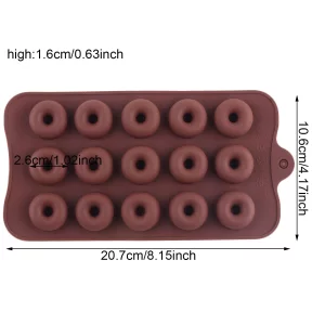 YIMINGMOLD 2Pcs 15 Cavity Mini Donut Silicone Chocolate Molds Doughnut Pan Baking Mold