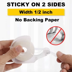 Double Sided Tape Light Duty, 1/2 x 500 inches, 6 Pack Two Sided Tape, Alternative to Scrapbook Tape, Double Stick Tape for Crafts, Gift Wrapping, En